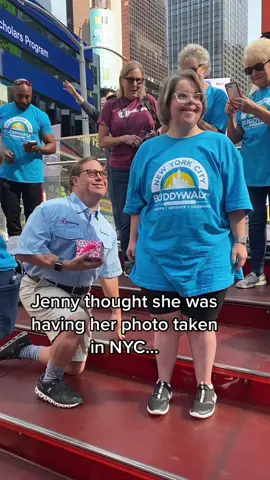 Greatest #proposal EVER. 💍✨🎉 Congrats to Austin and Jenny! 💛💙#downsyndrome #downsyndromeawarenessmonth #relationshipgoals #hessavingupforarealring 