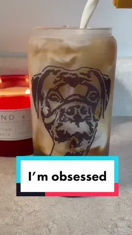 Use my custom cup everyday for my daily coffee! #imobsessed #imobsessedwithmydog #coldbrew #icedcoffee #coffeecup #frostedglasscup #DidYouYawn #holidaygiftsideas #obsessedpetowner #frostedglass #perportraitproducts #coffeecreamer #satisfying #petparents #boxermom #boxerdog 