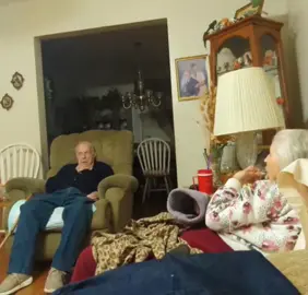 Just the usual argument. She says he's asleep. He says he's not. She's gonna do this, he's gonna do that...🤷‍♀️  This is what 70yrs of marriage looks like. 💕 #70yearsofmarriage #alzheimersucks #alzheimerscaregiver #blessedtostillhavethemhere #oldpeoplearguments #heaintasleep #toothpickstuck 