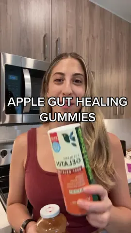 Gut healing gummies - 2 cups apple juice, 3 tablespoons grass fed beef gelatin, 1/4 teaspoon sea salt, optional sweetener of choice! If you like your gummies more firm add more gelatin.  #guthealing #guthealth #guttok #dietitianeats #guthealthrecipes 