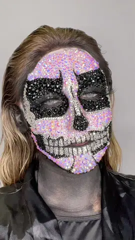 RESULTS🖤 tutorial: @katiefarhood #makeupartist#rhinestonemakeup#skullmakeup#halloweenmakeup 