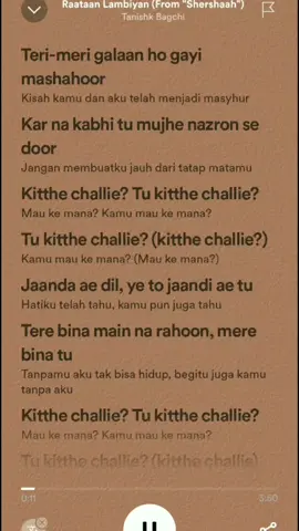 yuk kita nyanyi ✨ #bollywood #raatanlambiyan #lyrics #fyptintin 