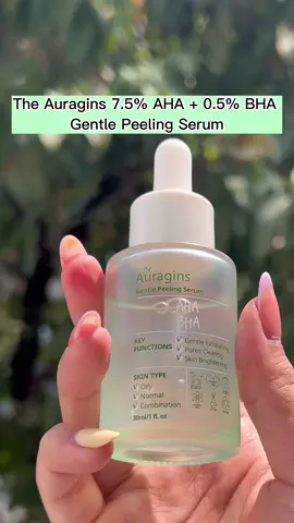 💧The Auragins 7.5% AHA + 0.5% BHA Gentle Peeling Serum is suitable for acne-prone skin thanks to its lightweight  texture, helps gently exfoliate to limit skin damage, deep cleans dirt and sebum on the skin to give you healthy skin #theauragins #skincare #aha #trending #fyp #viral2022 