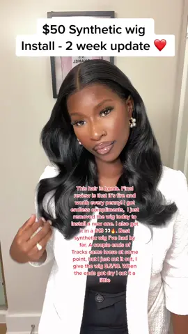 2 week update i had the hair continuously on my head 24/7… . I just took down my hair today to install another wig. Listen… This hair is bomb. Final review is that it’s fire and worth every penny! I got endless compliments,  I just removed the wig today to install a new one. I also got it in a 613 👀🔥. Best synthetic wig I’ve had by far. A couple ends of  Tracks came loose at some point, but I just cut it out, I give the wig 9.5/10. When the ends got dry i cut it a little#syntheticwig #fyp #wigreview #syntheticwigreview #wiginstall  #amazon 