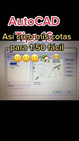 Así de fácil creo mis cotas 1:50 en AutoCAD, si quieren que les pase las cotas mías 1/1, 1/2, 1/2.5, 1/5, 1/10, 1/20, 1/25, 1/50, 1/75, 1/100, 1/500, 1/1000comenten #arquitectura#ingenieria#edicios#cosntruccion#planos#estudiantes 📐 
