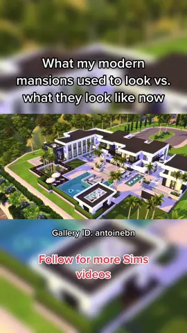 ✨ Less is definitely more! The first mansion is most downloded on the gallery but my heart beats fornrhe second one. Can you guess what celebrity house inspired me? #simstok #thesims #thesims4 #sims #sims4 #simsbuild 