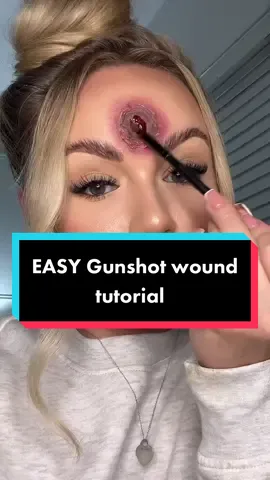 Last minute halloween makeup idea! SFX gunshot wound #makeup #halloween #sfx #sfxtutorial #halloweenmakeup #halloweenlook #fyp 