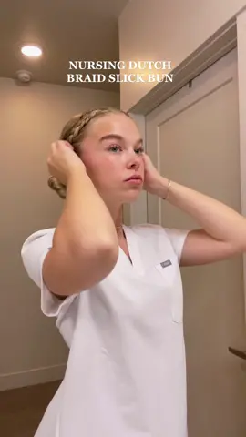 this hairstyle kept all the baby hairs back at clinical 🤌🏼🥰 #nursinghairstyles #nursinghairstyle #nursinggrwm #nursingstudent #nursingschoolhairstyle #nursinglife #nursingtiktok #slickbackbun #slickhairstyle #fyp #utah 