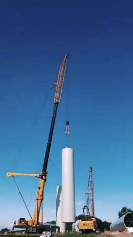 Installation of wind turbine by crane in high-definition view😜😜😜#cranetok #fyp #craneoperator #cranelife #hoisting #windpower