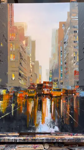 Painting the glowing taxi lights of New York City💡🖌#artist #painting #artiktok #paintingprocess #artistsoftiktok #art #drawing #oilpainting #foryou #arttok 
