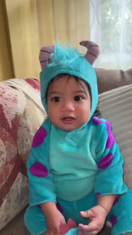 The cutest lil monster 🥺💙 #fyp #MomsofTikTok #babyboy #1sthalloween #halloween #monsterinc #sully 