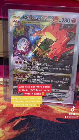 One promo card with whitening corners I literally lucked up with my UPC including having 17 packs 😯 #pokemon #halloween #fyp #charizard 