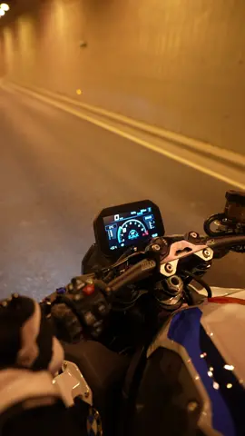 Riding through a tunnel is always something different. 💯  (Professional rider on closed course. Do not attempt.)  #MakeLifeARide #M1000R #NeverStopChallenging #BMWMotorrad