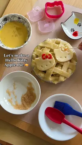 Happy Birthday Hello Kitty❤️💛 #hellokitty #applepie #sanrio #hellokittybaking #fypシ 