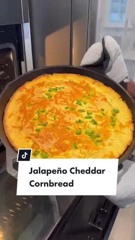 Jalapeño Cheddar Cornbread #sides #cornbread #spicy #onestopchop 