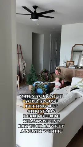 He likes it 🤣❤️ #husbandandwifecomedy #christmasdecor #spousehumor #christmasinnovember #foryoupage #fyp #viral #trend 