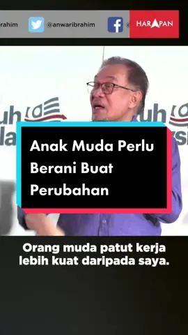 Anak muda perlu berani membuat perubahan dengan memilih pemimpin politik yang bersih dan bebas rasuah.  Ayuh anak muda, masanya telah tiba untuk anda bangkit dan menolak kemungkaran.  #Harapan #KitaBoleh #malaysiabangkit 