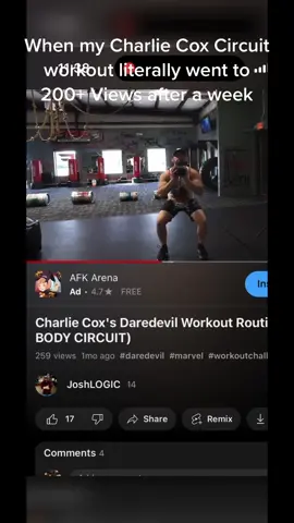 My Daredevil Workout on views is doing good go check it out!! #daredevil #shehulk #workoutchallenge #circuit 