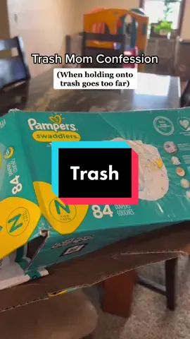 For context—he’s almost 3 😳 #trashmom #trashparent #holdingontomemories #sentimental #trash #cardboardbox #diaperbox #oatmealcontainer #confession 