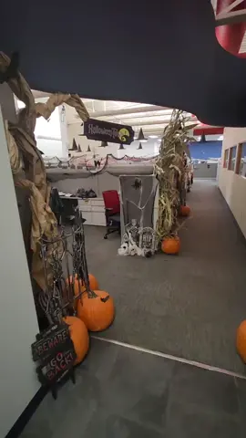 I thought the work crew did an awesome job on Nightmare Before Christmas theme decorations in the office. But it's the floating witch hats for me 😊 #happyhalloween 