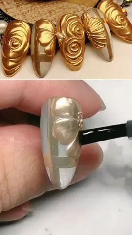 Who like chrome nails? Check this one #nailflowerart #nailflowerdesign💅🏻 #goldnailsagain #goldnails #nailmirrorpowder #nailpowder #nailchrome #nailchromepowder #nailideas #nailinspo #3dnailsdesign #nailtutorial 