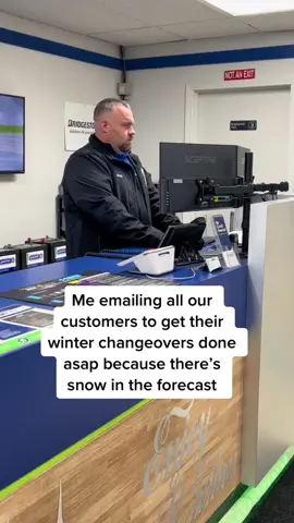 Get in to your tire store before the first snow falls because once it does, 💩 hits the fan at ALL tire swap locations for the next week. #wintertires #tiretok #tiretips #winterdriving #winteriscoming #snowtires 