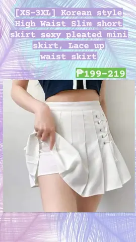[XS-3XL] Korean style High Waist Slim short skirt sexy pleated mini skirt, Lace up waist skirt #fyp #koreanhighwaistshorts #foryourpagetiktok #buynow #tiktokfyp #tiktokphil #tiktokph 