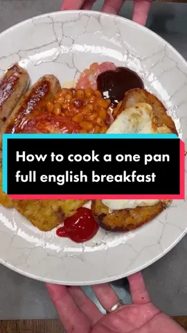 How to cook a one pan full English breakfast!  I strongly advise getting all of your ingredients, ready, and to hand before starting this cook  Please feel free to add any additional ingredients . Get some butter into a pan and bring to a medium heat. Cook the  sausages  for about 10 minutes once part cooked add your tomatoes and hashbrowns then five minutes later add your bacon once the bacon has crisped up on one side create some space and add your baked beans. Make sure you season them in advance wants to beans have started to thicken use the bacon as a barrier and chuck in a knob of butter to one side of the pan. Crack an egg into a bowl and carefully decant it into the pan again, keeping the heat on medium once items of cooked remove from the pan and plate up, then grab a piece of bread and Freya in the pan allowing it to soak up all of the oil and juices. Once the bread has crisps up, add that to the plate alongside the other ingredients. #fullenglishbreakfast #fryup #fullenglish #cookedbreakfast #friedbreakfast #1panmeals 