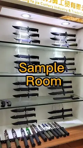 Showing one of our sample rooms for fixed knives. How do you think?#tools #outdoor #knifecollection #fixedknife #camping #knifefactory #fyp 
