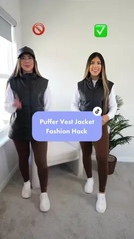Styling a puffer vest leather jacket 🖤 #fauxleather #fashionhack #styletips #dosanddonts #jacket #winterhack #winteroutfit #falloutfit #outfitideas #outfitinspo  #fashionblogger #contentcreator #fallinspo #2022