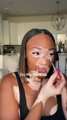 An easy way to add glam any look, is to add rhinestones. I absolutely loveeee how this came out! 🤭🥂 #howtotiktok #grwm #blackgirlluxurytiktok #blackgirltiktok #makeuptutorial #vitiligomakeup  