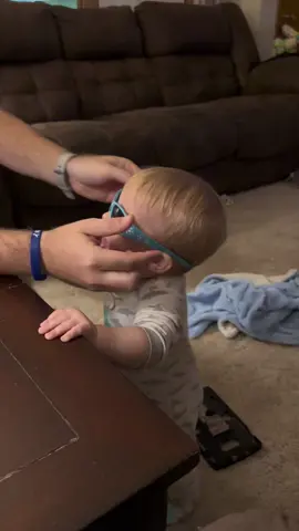 Jace LOVES his sunglasses and thinks he’s pretty cool when he can put them on himself 🥰😏 #coolbaby #sunglasses #babysoftiktok #1yearold #baby 