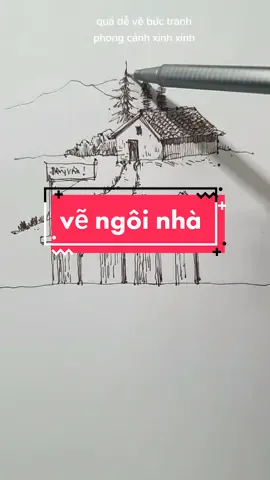 Trả lời @linhlinhleo08 quá đơn giản.vẽ tranh ngôi nhà xinh xinh cho các bạn mới tập theo nha#vẽ #art #drawing  #fyb #xuhuong #hocvecoban 