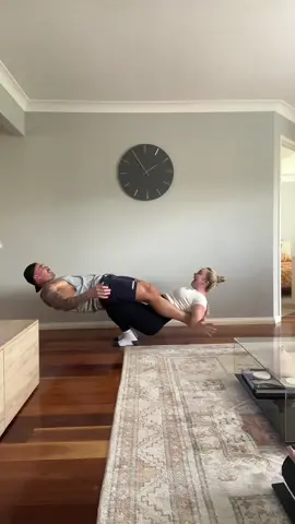 It’s harder than it looks, especially when your partner weighs as much as Troy 😂 #challenge#coupleschallenge#humantable#agegapcouple#agegaplove#fyp