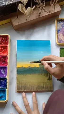 sunrise gouache painting ✨🌄 #painting #gouache #gouachepainting #art 