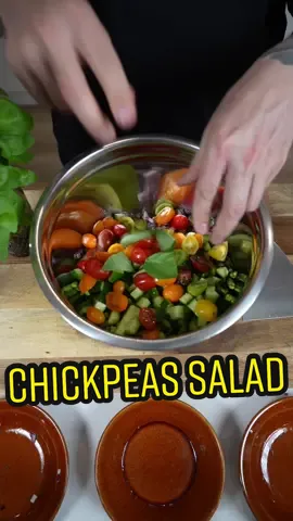 Chickpea salad, tahini dressing with pan-fried salmon   Ingredients  - 1 punnet cherry tomatoes, cut in half - 2 Lebanese cucumbers, seeds removed and diced - 1 red onion, diced - 1 bunch of asparagus, sliced very thin - 2 cans of chickpeas, drained, washed and dried - 2 tbsp olive oil - 100g pine nuts - 1 tbsp of ground cumin - 2 tbsp tahini - Juice of 2 lemons - 1 clove of garlic, finely grated - 1 tbsp honey - Salt and pepper to taste - 1/2 bunch basil, torn - Protein (or not) of your choice, chicken and salmon work well.  Method  1. For the salad dressing, mix the tahini, lemon juice, garlic, and honey together and season. 2. Toast your pine nuts until golden brown. 3. Once the chickpeas are dry, place in a hot pan with olive oil. Toss and season with salt and ground cumin. 4. Mix the chickpeas with the pine nuts, cherry tomatoes, red onions, asparagus, and basil and dress with the tahini dressing. 5. Serve with your choice of protein or eat by itself. 6. This is a great meal prep salad as it keeps well in the fridge and doesn't wilt.  #fish #food #cooking #fyp 