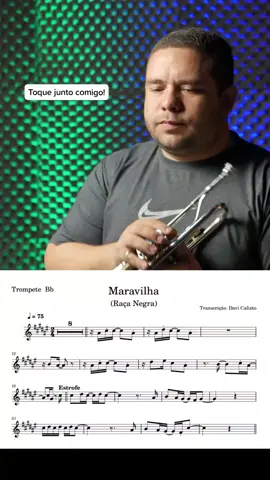 Musica Maravilha - Raça Negra com partitura para instrumento em Sib.  Toque junto comigo! #reginaldomyas #reginaldomyasoficial #trompete #partitura #racanegra #musica #tocar #brasi #som 