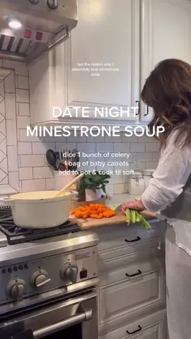 There is nothing better than a rainy evening & minestrone soup! Keep stirring and add more water or broth if it seems a bit dry! Enjoy! #dinnerrecipes #easydinnerrecipes #fastdinnerideas #millennialmom #dinnertok #minestronesoup #viralsoup 