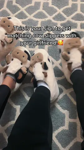This is your sign to get cow slippers!  #cowslippers #couple #cozy #tiktokmademebuyit 