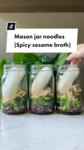 Replying to @gothidol Part 3 of the mason jar noodle series!  This time with my  FAVORITE mason jar noodle broth (truly the best one that I’ve ever made so far)  #mealprep #easylunch #masonjarnoodles 