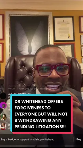 Dr Whitehead offering forgiveness BUT isn’t dropping any pending litigations #bishopwhitehead #bishopwhiteheads #lamorwhitehead #bishoplamorwhitehead #bishoplamarwhitehead #bishoplamormillerwhitehead #lamormwhitehead #bishoplamor #bishoplamar #lamormillerwhitehead #larryreidlive #lamormillerwhithehead #viraltiktok 
