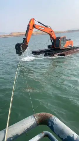 Swimming with an excavator 😎 #excavator 