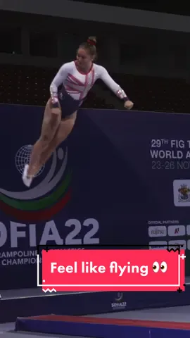 Flying, there's no better feeling than that! And you know what? It’s exactly what the gymnasts did at day 1 of #TRAWorlds2022 🤩  Take a seat and enjoy the ride.... 📽🌟  #Trampoline #Gymnastics #GymTok #trampolinegymnastics #trampolinegymnast