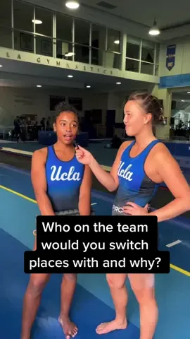 @Katie McNamara asks the #QuestionOfTheWeek - Who on the team would you switch places with and why? 🤔 #uclagymnastics #fyp 