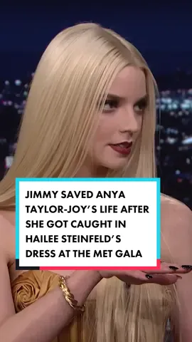 Jimmy saved #AnyaTaylorJoy’s life after she got caught in @Hailee Steinfeld’s dress at the #MetGala. #FallonTonight 