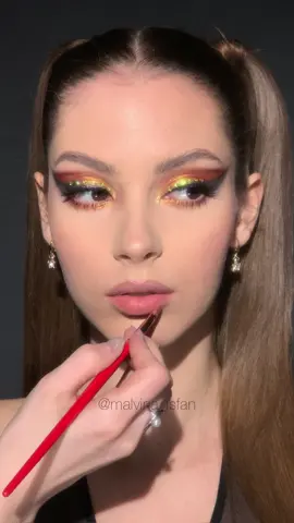 Fiery Look on @andrabbl 🔥 #malvinaisfan #mlihowto #mlitiktok #howtomakeup #youthfulglow #extraglammakeup #rhinestonemakeup #flushedcheeks #pmglablove #patmcgrathlabs #divineblush #makeupbymario #mattelips #mattelipstick #lisaeldridgemakeup #beoriginalbeyou 