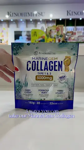 Add one scoop into your favourite drink🥄 #collagen #kinohimitsu #recipes #fyp 