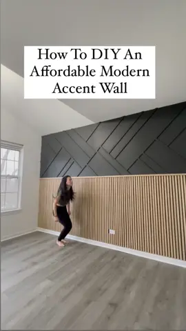 DIY AFFORDABLE MODERN ACCENT WALL Cost Breakdown Sanded Plywood (bottom half) $75 MDF Plywood (top half) $20 Paint $15 Stain $10 Tape, Caulk, Spackle $15
