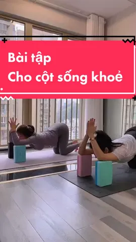 05 bài tập cột sống với gạch #yoga #yogixuan #eatclean 