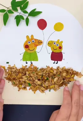 Peppa Pig leaf painting#kidsdiy #handmade #DIY #forkids😋 #creativehandmade #diyideas #creative #interesting #painting #easydiys 